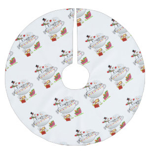 Jupon De Sapin En Polyester Brossé Arbre de Noël Snowman