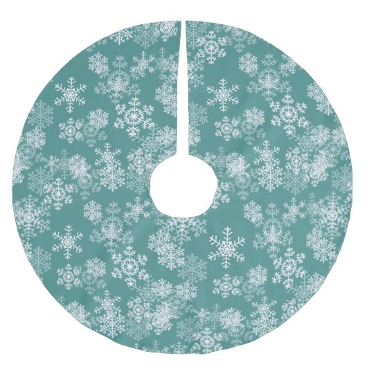 Jupon De Sapin En Polyester Brossé Arbre Jupe-Flocon de neige-Teal (Devant)