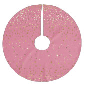 Jupon De Sapin En Polyester Brossé Arbre Jupe-Or Étoiles rose (Devant)