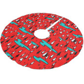 Jupon De Sapin En Polyester Brossé Arbres à main levée : motif de Noël scandinave. (Angle)