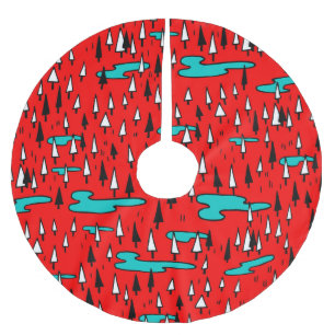 Jupon De Sapin En Polyester Brossé Arbres à main levée : motif de Noël scandinave.