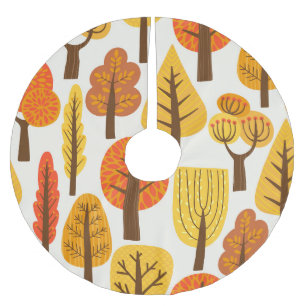Jupon De Sapin En Polyester Brossé Arbres d'automne, motif sans soudure.