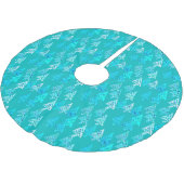 Jupon De Sapin En Polyester Brossé Arbres de Noël à fleurs modernes - turquoise (Angle)