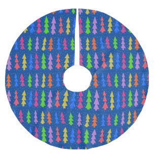 Jupon De Sapin En Polyester Brossé Arbres de Noël colorés en bleu