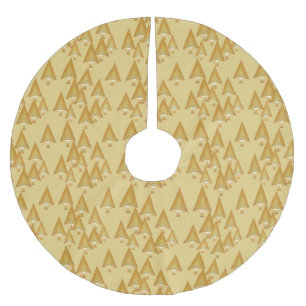 Jupon De Sapin En Polyester Brossé Arbres de Noël métalliques modernes - or jaune