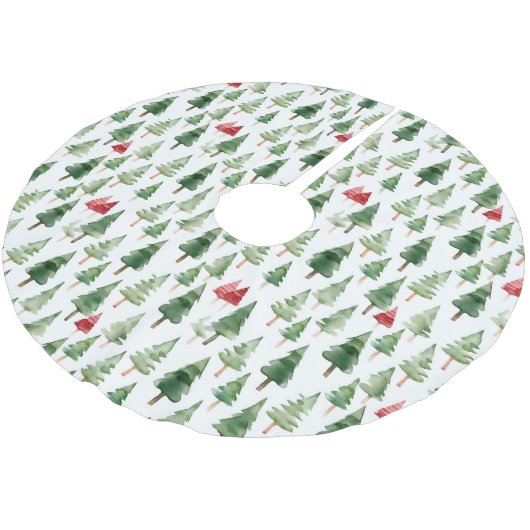 Jupon De Sapin En Polyester Brossé Arbres de Noël verts rouges (Angle)