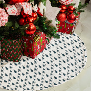 Jupon De Sapin En Polyester Brossé Arbres d'hiver bleu marine
