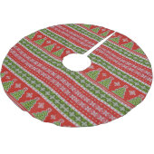 Jupon De Sapin En Polyester Brossé Arbres verts de Noël Rouge Blanc Motif (Angle)
