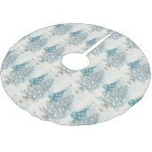 Jupon De Sapin En Polyester Brossé Argent & Bleu Mi-Siècle Moderne Arbres de Noël (Angle)