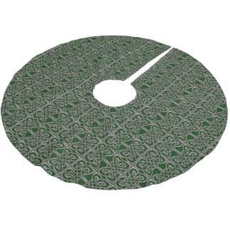 Jupon De Sapin En Polyester Brossé Argent et motif celtique d'ovales relié par vert