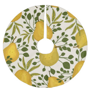 Jupon De Sapin En Polyester Brossé Arrière - plan blanc Feuille de poires jaunes