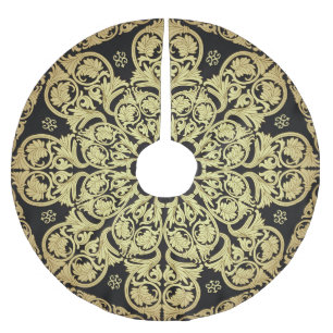 Jupon De Sapin En Polyester Brossé Arrière - plan Floral de luxe en or