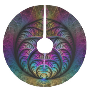 Jupon De Sapin En Polyester Brossé Art abstrait fractal coloré et psychédélique