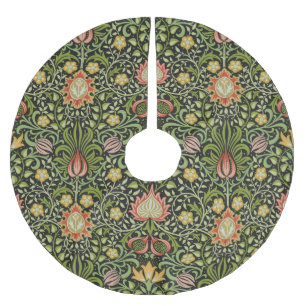 Jupon De Sapin En Polyester Brossé Art de carreaux floraux persans noirs de William M