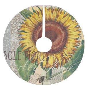 Jupon De Sapin En Polyester Brossé Art de fleur de damas vintage tournesol