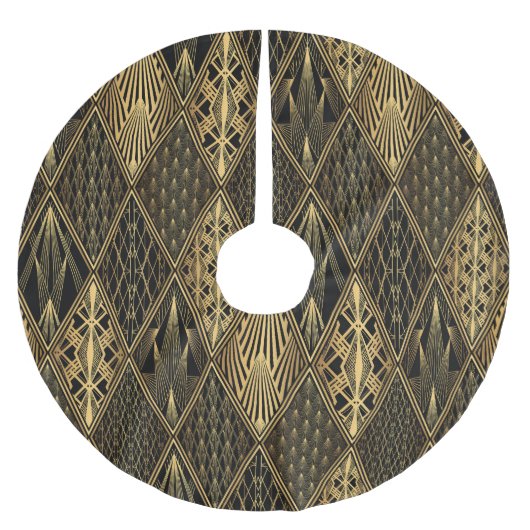 Jupon De Sapin En Polyester Brossé Art Déco Black Gold Elegance (Devant)