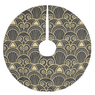 Jupon De Sapin En Polyester Brossé Art Déco : Carreaux géométriques dorés.