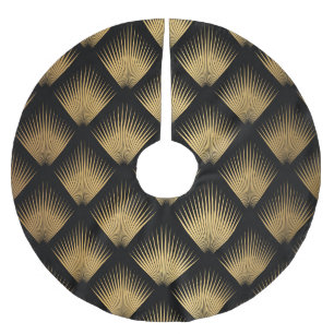 Jupon De Sapin En Polyester Brossé Art Déco, motif d'or noir.