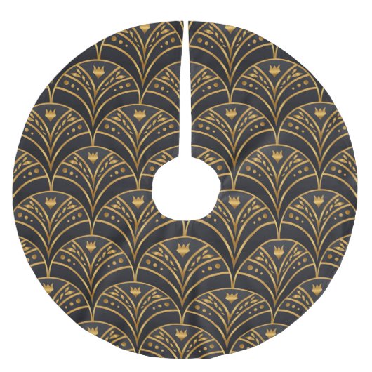 Jupon De Sapin En Polyester Brossé Art déco Motif d'or noir (Devant)