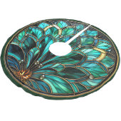 Jupon De Sapin En Polyester Brossé Art Déco Vitrail Vert Turquoise Or (Angle)