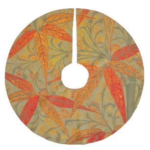 Jupon De Sapin En Polyester Brossé Art en bambou terrestre Vintage Imprimer orange