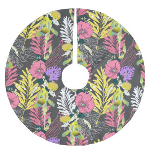 Jupon De Sapin En Polyester Brossé Art Fleur Tropical : Motif original.