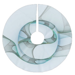 Jupon De Sapin En Polyester Brossé Art fractal abstrait moderne bleu turquoise gris
