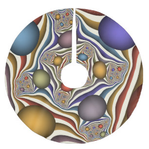 Jupon De Sapin En Polyester Brossé Art fractal abstrait moderne et coloré qui s'envol