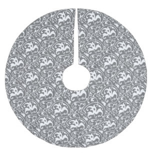 Jupon De Sapin En Polyester Brossé Art Nouveau Ikat - gris / gris / blanc