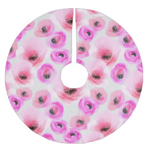 Jupon De Sapin En Polyester Brossé Art numérique d'aquarelle rose Fleurs