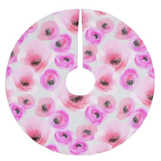 Jupon De Sapin En Polyester Brossé Art numérique d'aquarelle rose Fleurs (Devant)