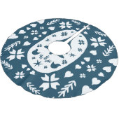 Jupon De Sapin En Polyester Brossé Art populaire de Noël : Doodle scandinave. (Angle)