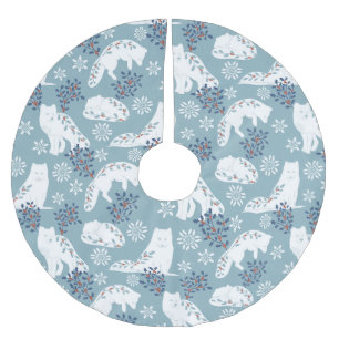 Jupon De Sapin En Polyester Brossé Art populaire Renard arctique dans la neige avec H