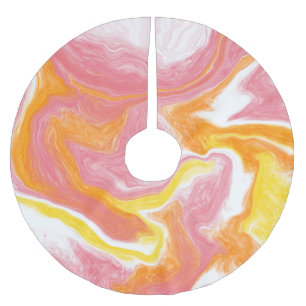 Jupon De Sapin En Polyester Brossé Art rose jaune orange et blanc fluides