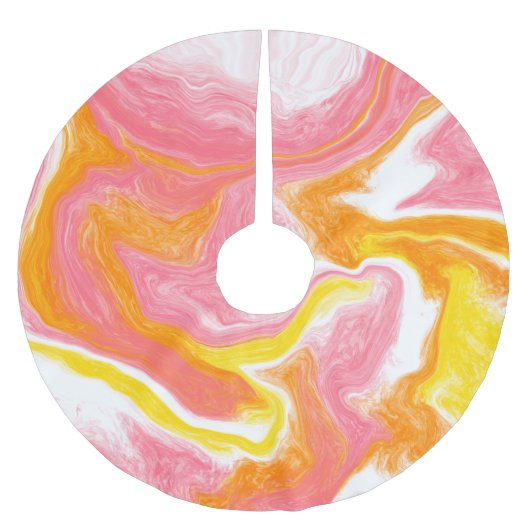 Jupon De Sapin En Polyester Brossé Art rose jaune orange et blanc fluides (Devant)