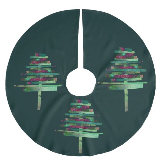 Jupon De Sapin En Polyester Brossé Artisanat moderne sapin de Noël (Devant)