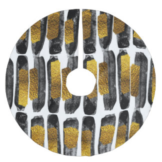 Jupon De Sapin En Polyester Brossé Artiste dorée : Noir & Or Abstrait