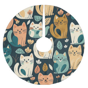 Jupon De Sapin En Polyester Brossé Artsy Chat Motif mignonne