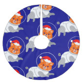 Jupon De Sapin En Polyester Brossé astronaute chat laid noël père Noël (Devant)