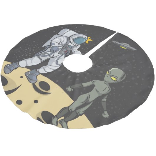 Jupon De Sapin En Polyester Brossé Astronaute et alien (Angle)