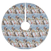 Jupon De Sapin En Polyester Brossé Australian Shepherd Winter Wonderland Noël (Devant)