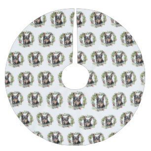Jupon De Sapin En Polyester Brossé Australie Kelpie Noël Wreath Festive Pup