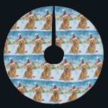 Jupon De Sapin En Polyester Brossé Australie Terrier Winter Wonderland Noël<br><div class="desc">son design festif reflète l'esprit joyeux de la période des fêtes, avec un adorable petit portant un chapeau de Père Noël. Le chat est niché dans un pays des merveilles hivernales, avec un bonhomme de neige, un sapin de Noël décoré et des cadeaux joliment emballés. Les flocons de neige tombent...</div>