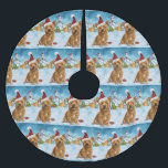 Jupon De Sapin En Polyester Brossé Australie Terrier Winter Wonderland Noël<br><div class="desc">son design festif reflète l'esprit joyeux de la période des fêtes, avec un adorable petit portant un chapeau de Père Noël. Le chat est niché dans un pays des merveilles hivernales, avec un bonhomme de neige, un sapin de Noël décoré et des cadeaux joliment emballés. Les flocons de neige tombent...</div>