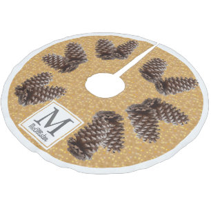 Jupon De Sapin En Polyester Brossé Automne Pinecones Rustiques Nom de famille personn
