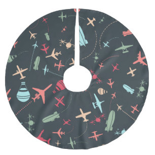 Jupon De Sapin En Polyester Brossé Avion noir et Motif de l'aviation