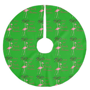 Jupon De Sapin En Polyester Brossé Ayez Un Flamant rose De Noël En Plage