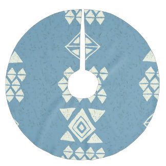 Jupon De Sapin En Polyester Brossé Aztec Ethnique : Bleu Géométrique Sans Mer.