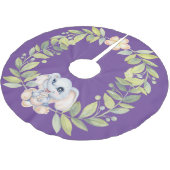 Jupon De Sapin En Polyester Brossé Baby Elephant Fleur Tropicale Wreath Purple (Angle)