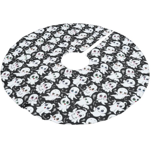 Jupon De Sapin En Polyester Brossé Baby Ghosts Éffrayant mignon Halloween humeur (Angle)